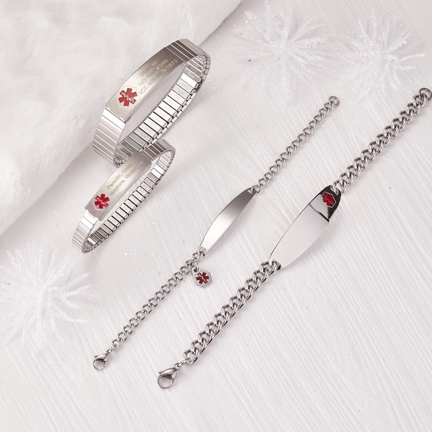 Speidel Ladies' Stainless Steel Medilog ID Bracelet with Compartment Plaque and Twist-O-Flex Expansion Band – Gold and Silver Tone