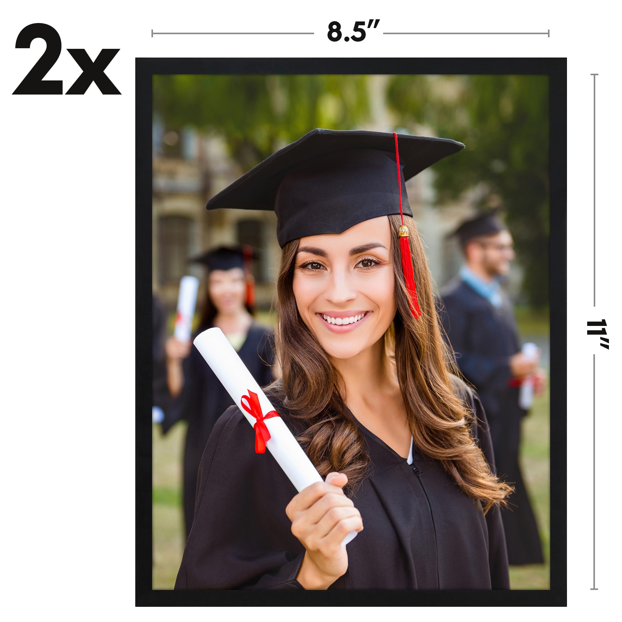 Americanflat czarne ramki na zdjecia 22 x 28 cm – zestaw 2 sztuk – cienka ramka ze szklem odpornym na stluczenie – do postawienia lub powieszenia na scianie – kolekcja Streamline