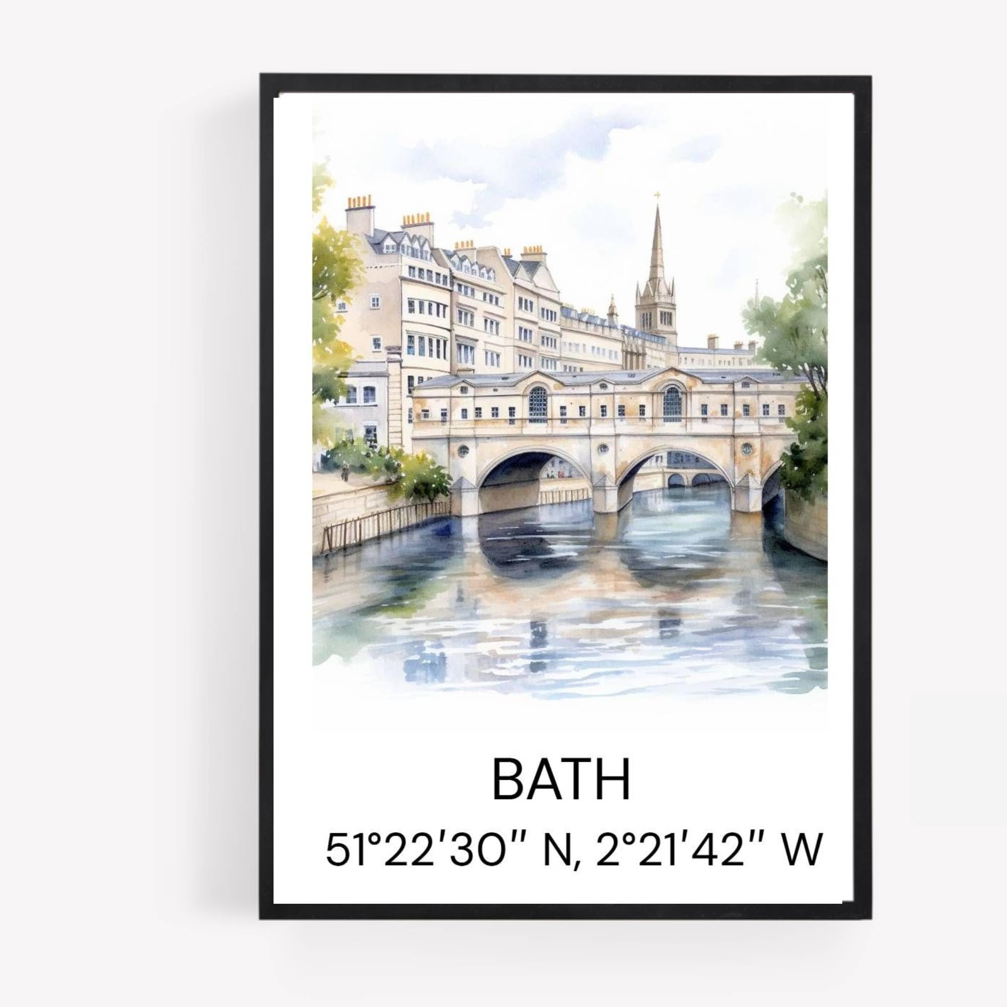gfc bath Cityscape Skyline Map Print Picture Poster Gift A4 UNFRAMED 1 wall art Home decor Decorating landmarks