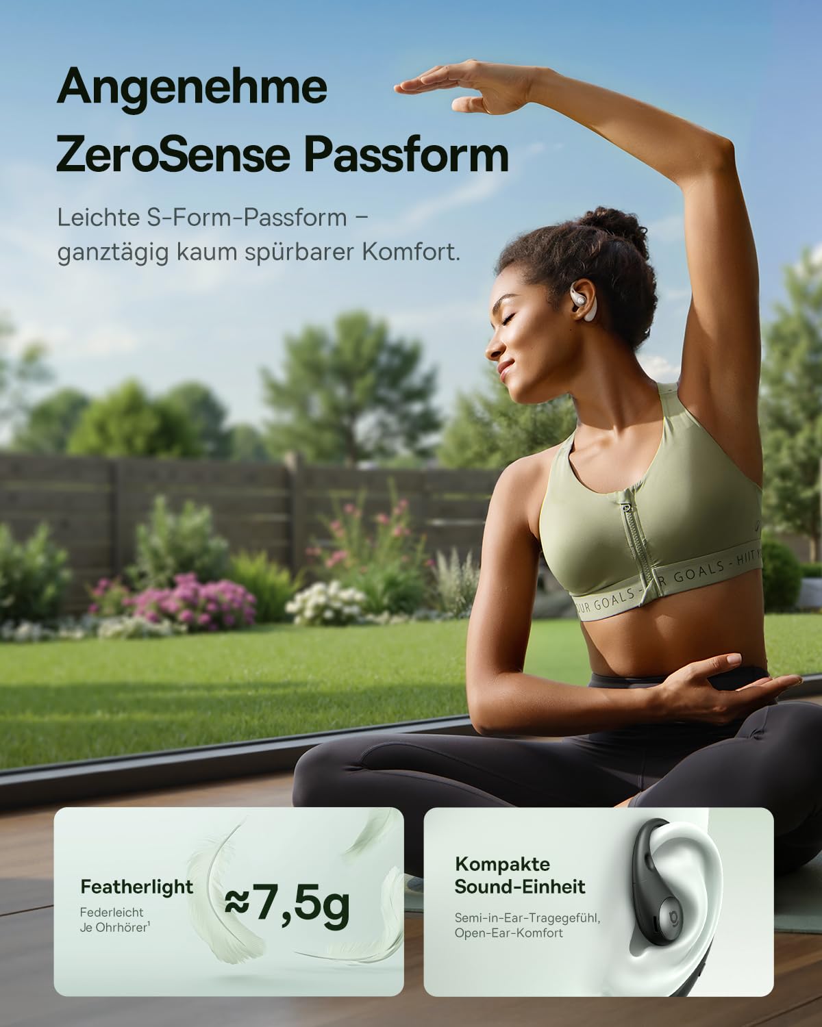Baseus Eli Sport2 Open Ear Kopfhörer, Open Ear Headphones Sport mit S-Komfortkurve, 45H Playtime, SuperBass 2.0, IPX7, Bluetooth 6.0, 4-Mic KI-klare Anrufe, Sportkopfhörer für Fitness Laufen