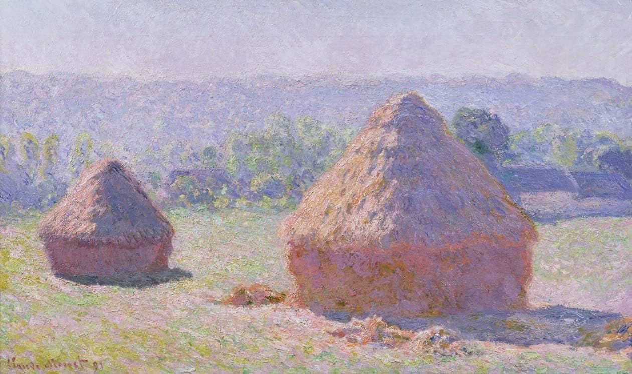 Monet The Haystacks (1891) Wall Decal s 14"x24"