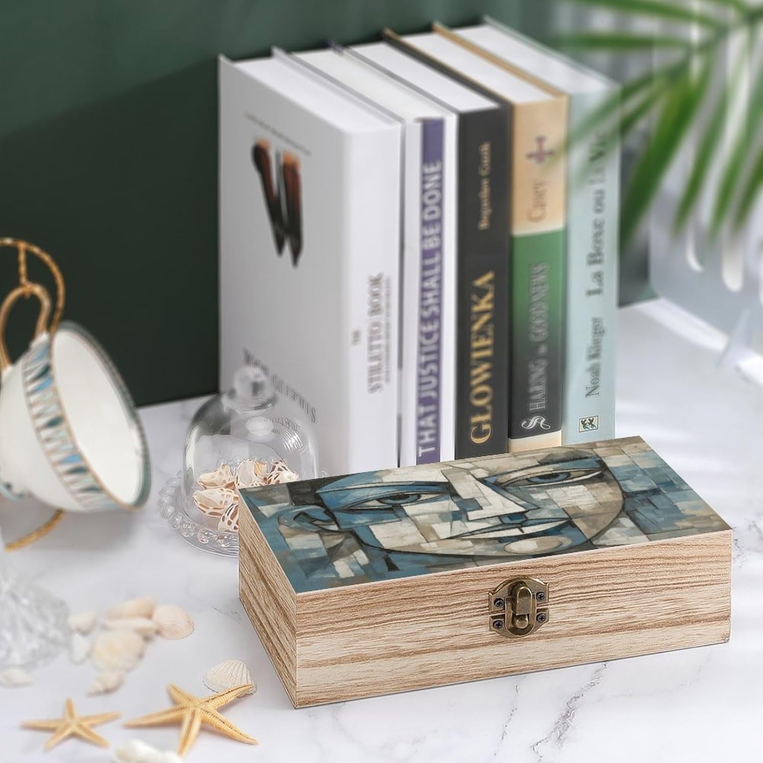 Blue Eyes And Light Storage Chests with Lid, Wooden Box | Wooden Jewelry Box-Organizer-Vintage Latch,Durable,Storage Chest for Memories,Crafts,Jewelry& Photos