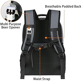 MATEIN Backpack Cooler for Men - 30L Capacity, Grey Color, Fabric Material, Insulated and Leakproof Design, Ideal for Outdoor Activities