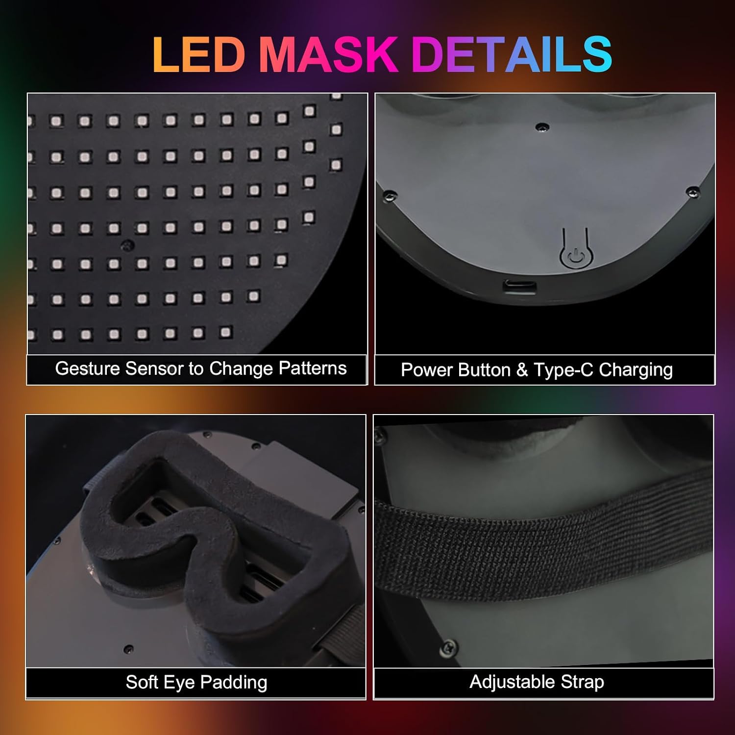 LED-Mask Gloves Cool Suff Toys For Kids Adult Boys 2026, Gesture Sensing Rechargeable Light Cosplay Xmas Gifts