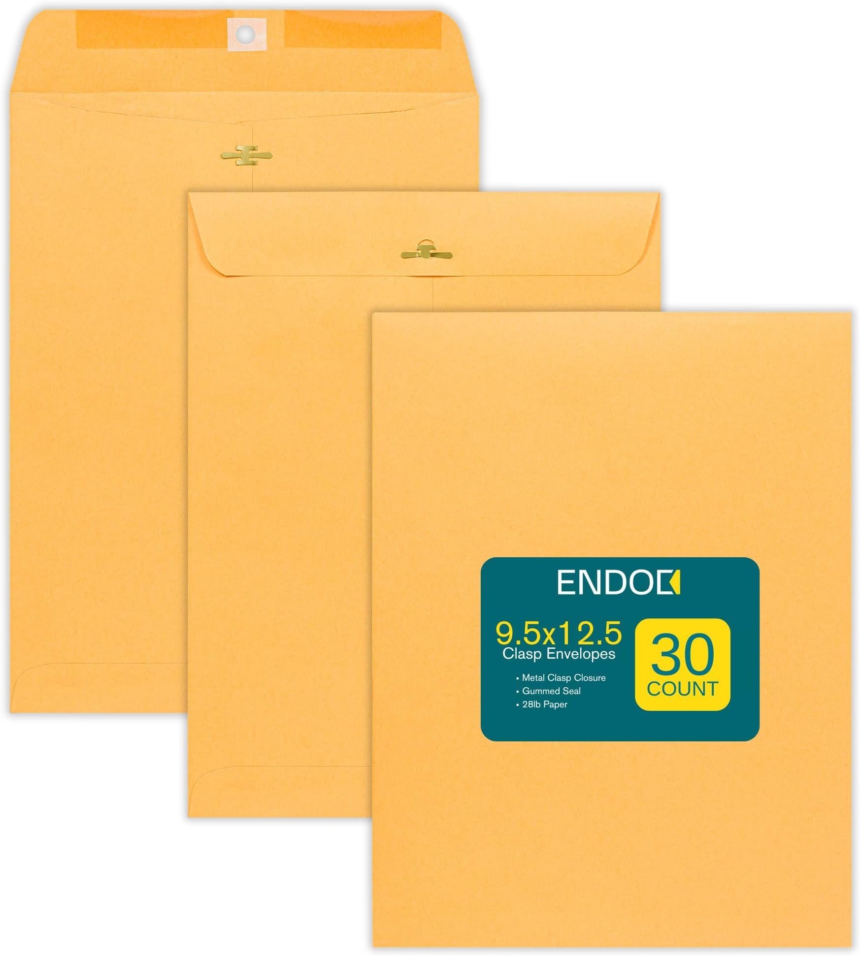 Clasp Envelopes โ 9.5x12.5 Inches Brown Kraft Catalog Envelopes Letter Size - 30 Pack - with Clasp Closure & Gummed Seal โ 28lb Heavyweight Paper Envelopes for Home, Office, Business, Legal or School