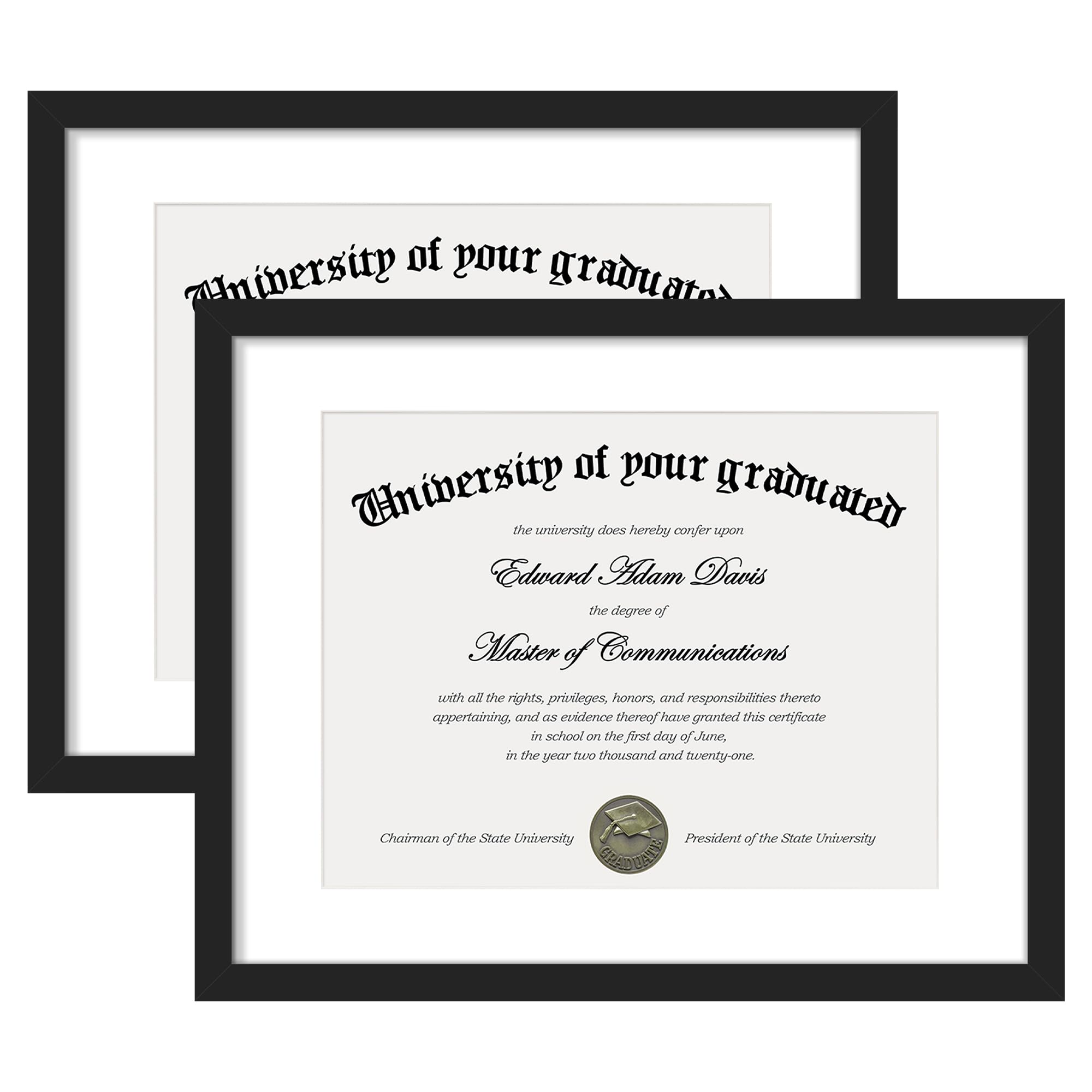 upsimples Diploma Frame with 8.5x11, 11x14 Degree frames, Black 2 Pack