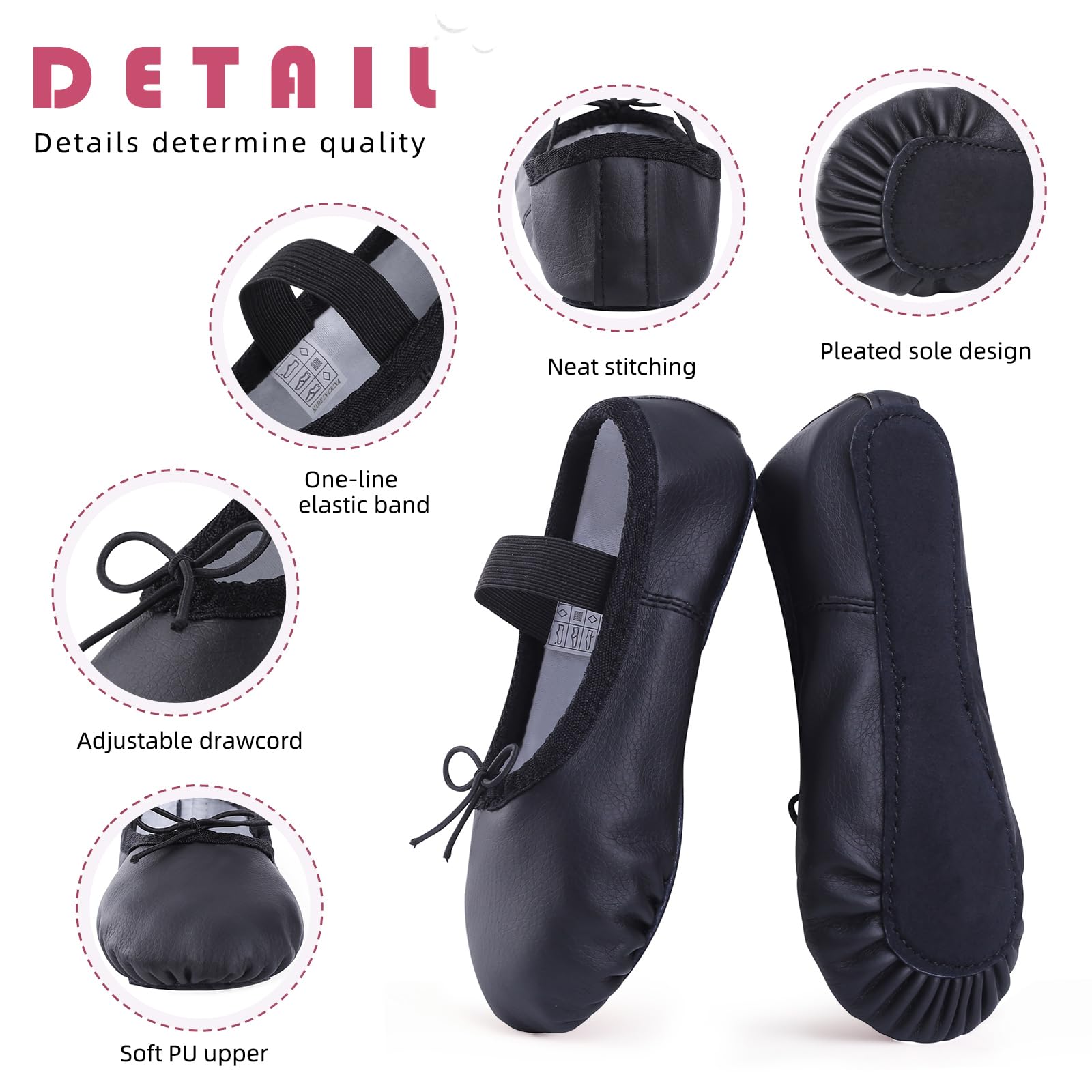 Zapatillas Ballet Niña Cuero Zapatos Danza Mujer Calzado de Danza Gimnasia Yoga Prada para Niños y Adultos Tallas 22-44 EU