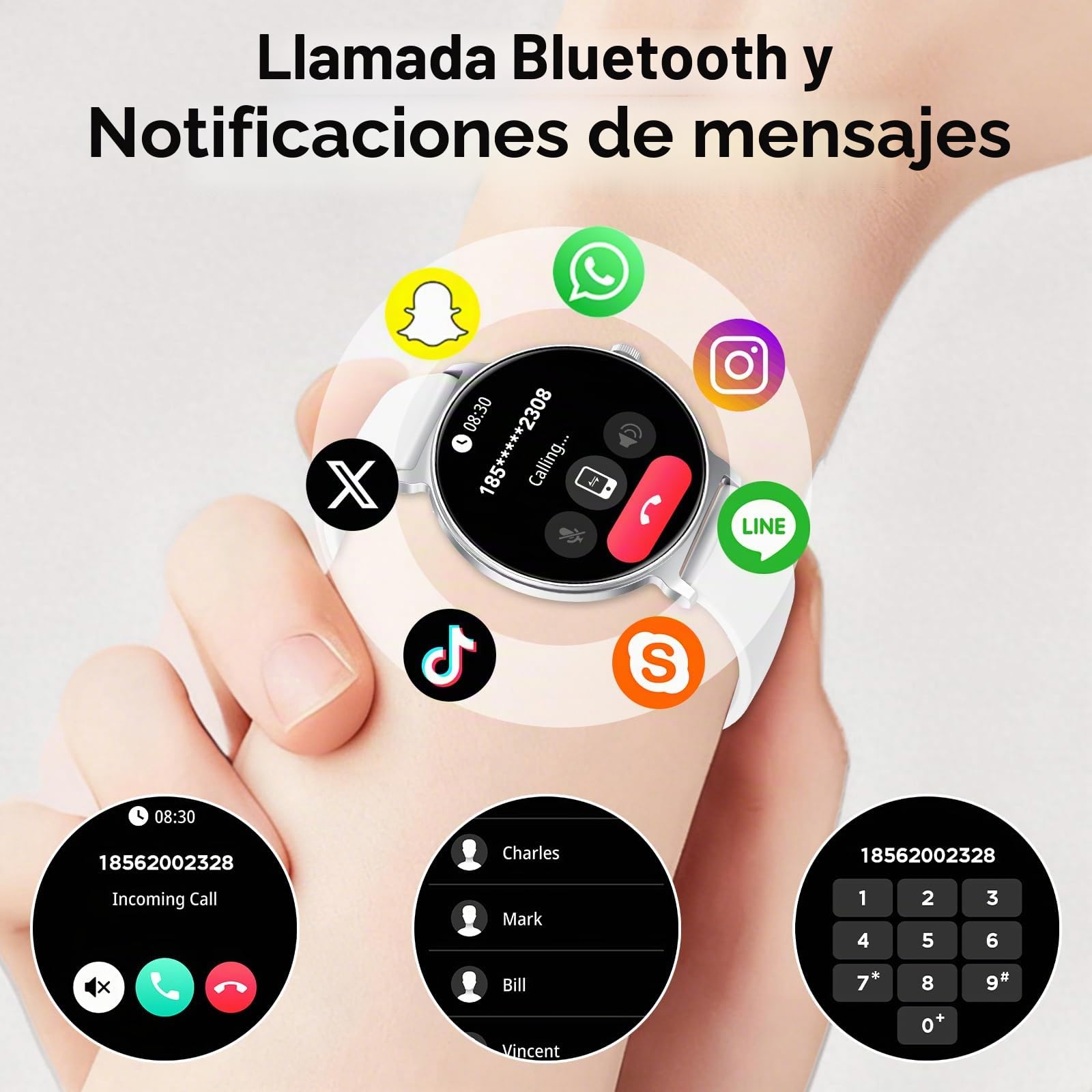 Reloj Inteligente Mujer, 1.27" Smartwatch Mujer con Llamadas, Monitor de Sueño, Función Femenina, 120+ Modos Deportivos, Podómetro, 24H Pulsómetro, SpO2, IP68, para Android/iPhone, Silvery
