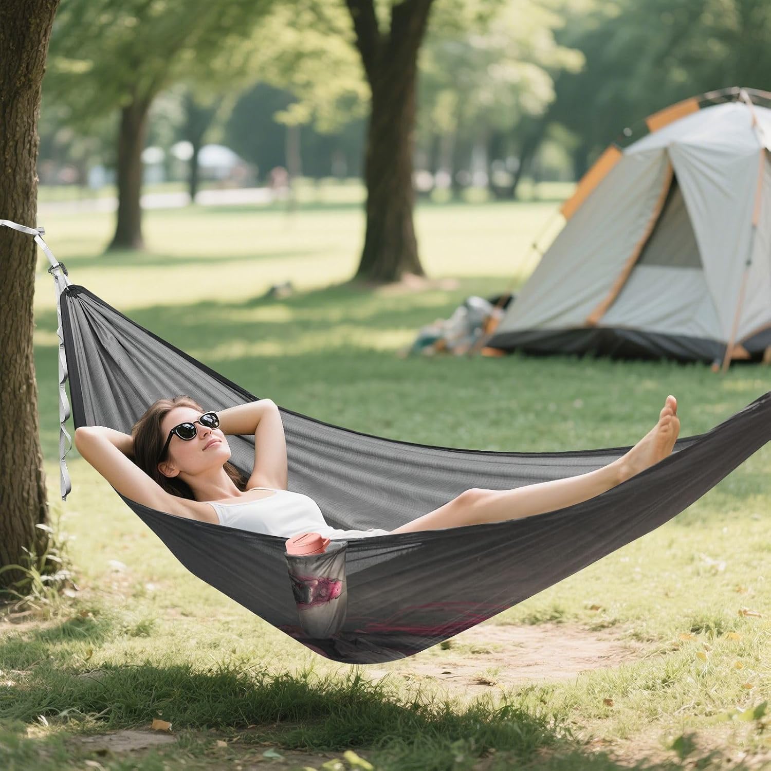 Evil Anime Girl Darkness Hammocks for Camping with Tree Straps Backyard Hammock for Indoor Outdoor Patio