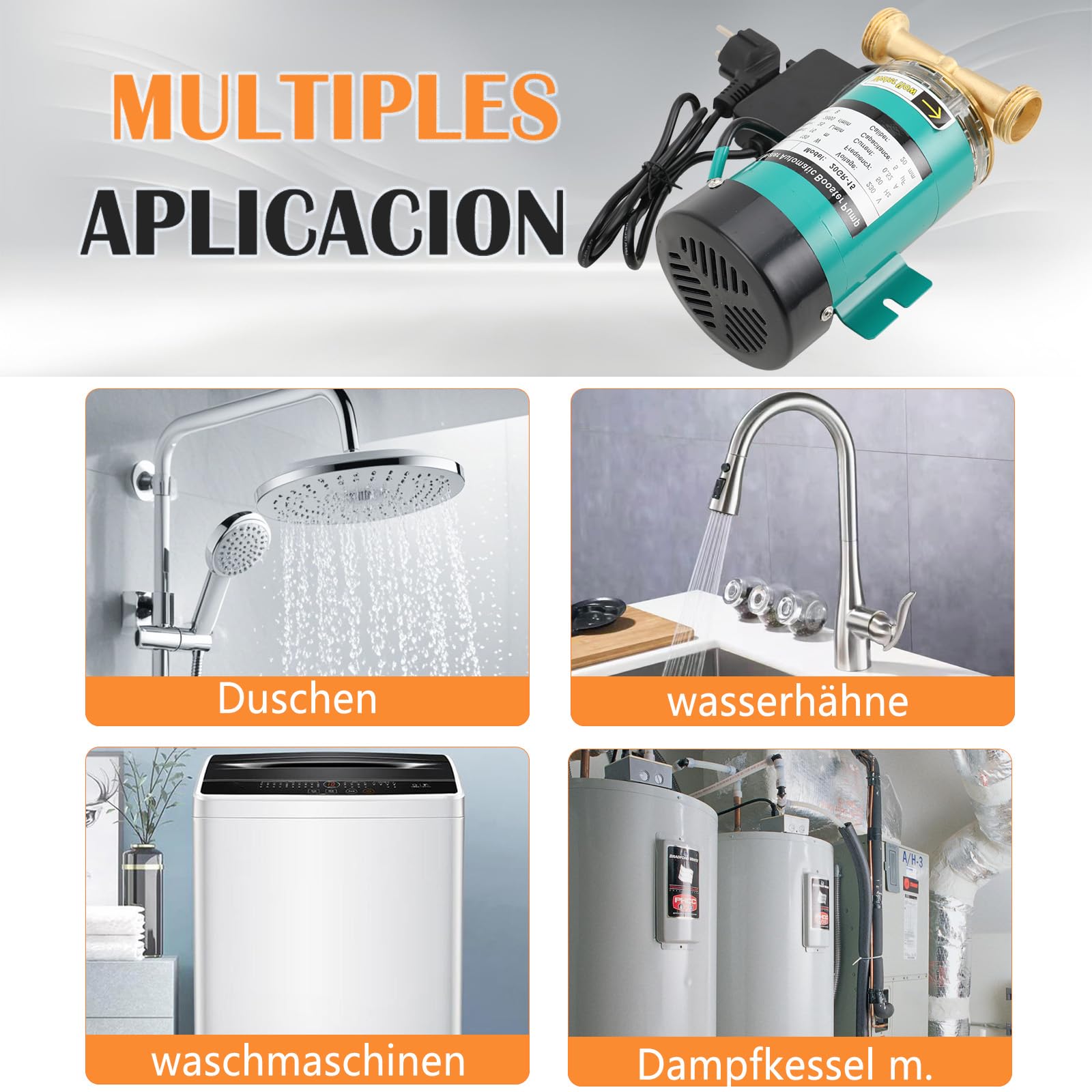 Pompa di aumento della pressione da 120 W, Pompa Booster per Aumento Pressione Acqua per Doccia, Irrigazione Giardino, Lavatrice, Modello 20GR-15, 25 l/min