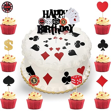 Amazon Com Poker Edible Cake Topper Royal Flush Cake Topper Casino Chips Blue 1 4 Sheet Size D228 Grocery Gourmet Food