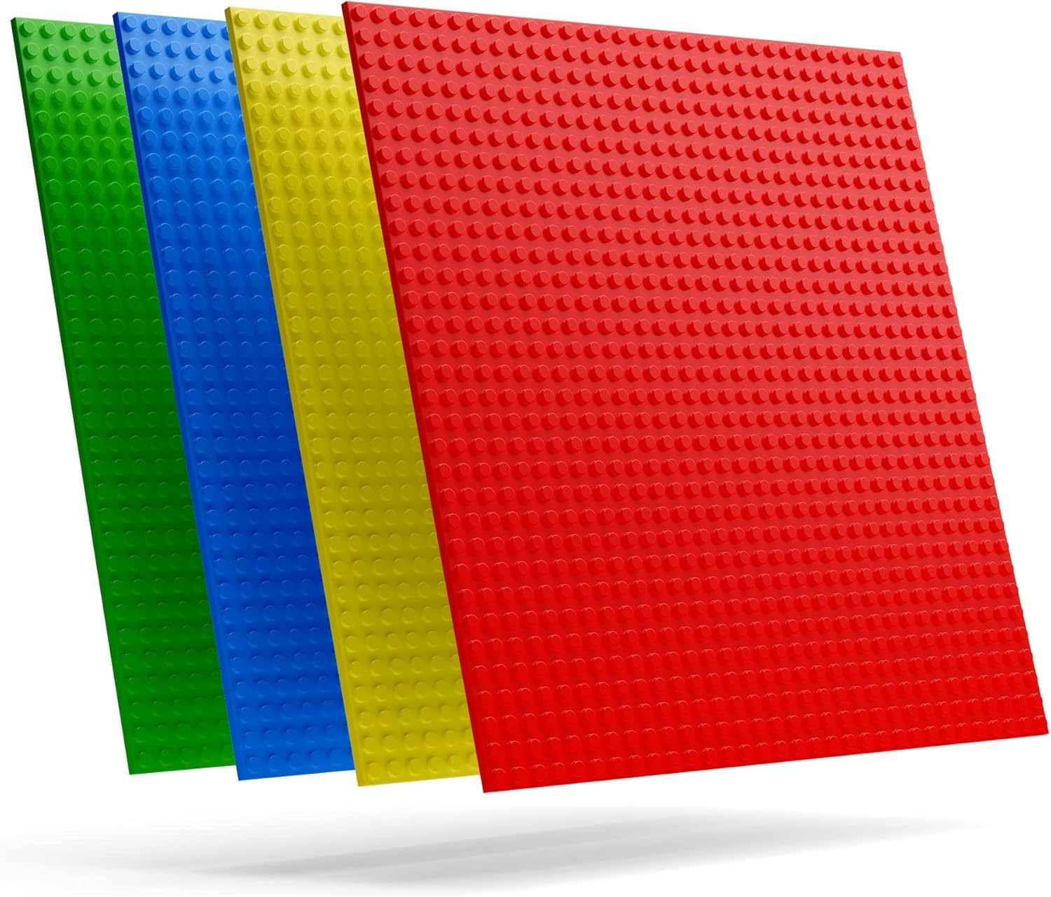 Plastic Base Plate Board for Building Blocks Bricks (Blue, Green, Red, Yellow) - Set of 4 (4 pieces)