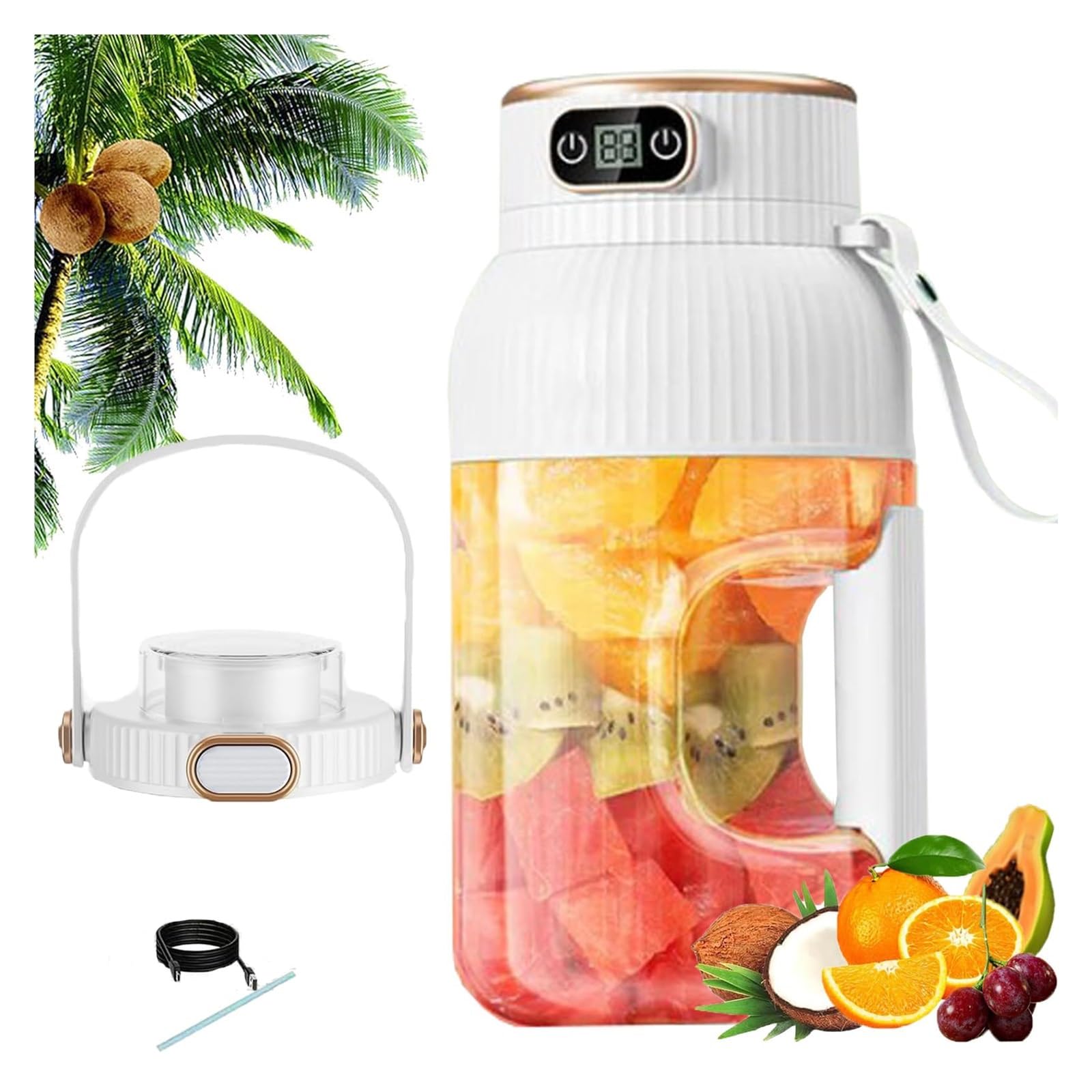 Presse-agrumes portable multifonction USB avec affichage numérique pour smoothie