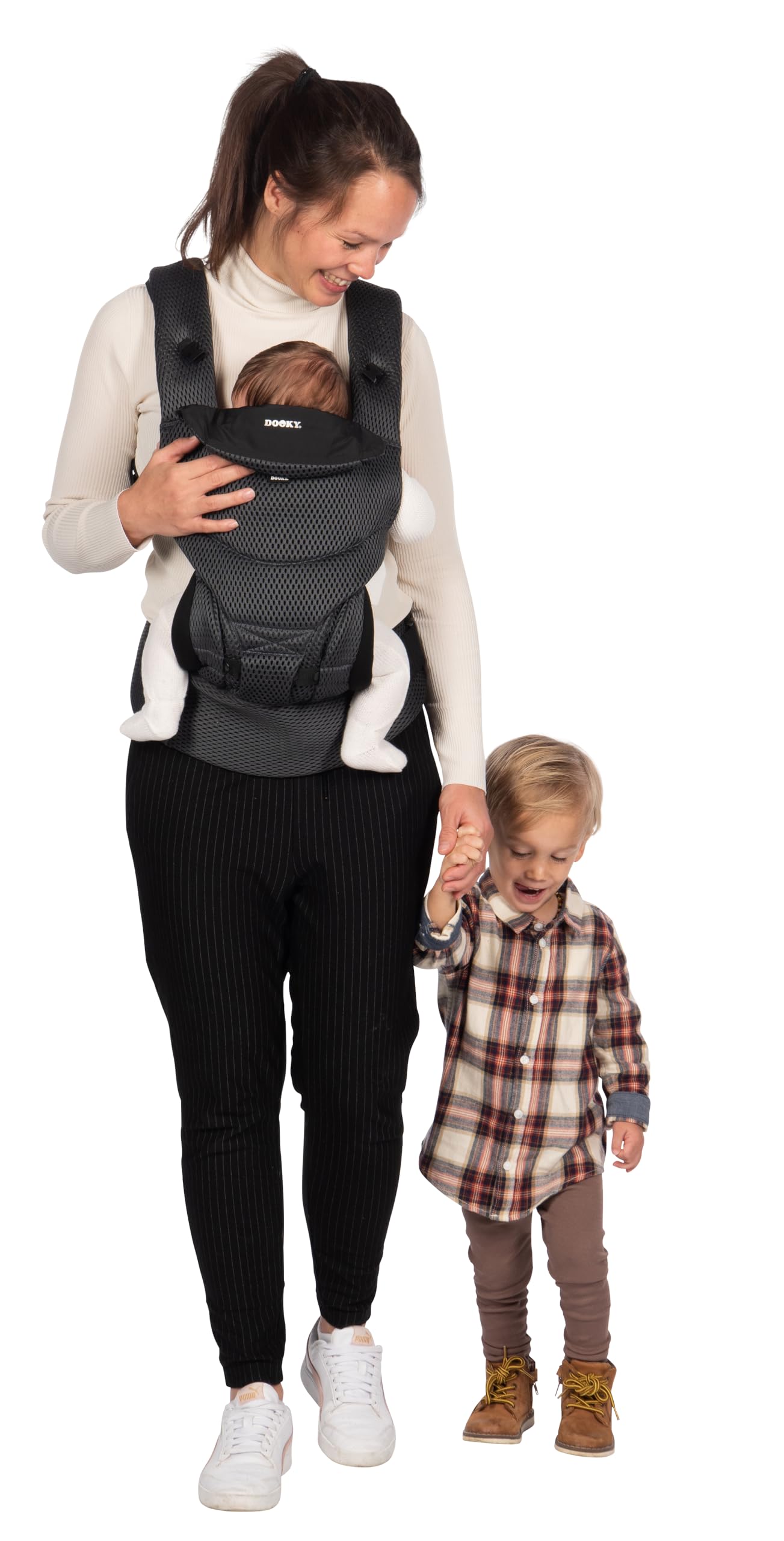 Dooky Urban Comfort - Portabebés ergonómico (apto desde el nacimiento 0-3 años y 3,5-15 kg, material transpirable, tres opciones de transporte diferentes), color negro