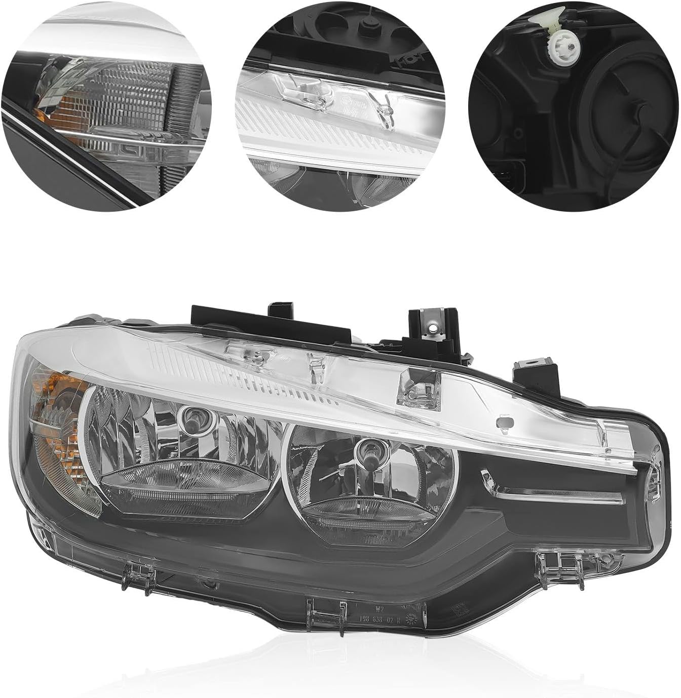 Headlight For 2016 2017 2018 BMW Series, Halogen Headlights Assembly, Headlight Replacement Headlamp Headlights Set - Left Headlight & Right Headlight Direct-Fit Replacement (R)
