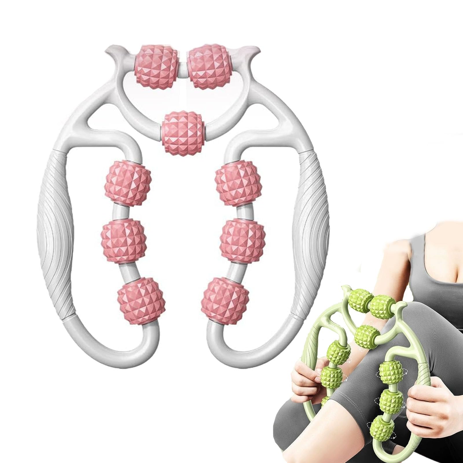 mzvoo leg roller massage,leg massage roller,leg massager roller for pain and circulation,Circular Leg Clamps 360 Degree 9 Wheels Muscle Roller Massager for Leg Neck Hand Arm Muscle Relax