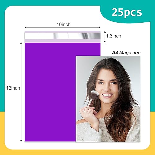 Miniatura 2 de Vapulcio Sobres de polietileno de 10 x 13 pulgadas, 25 unidades, sobres de correo de plástico púrpura con grosor de 2.4 milésimas de pulgada, bolsas