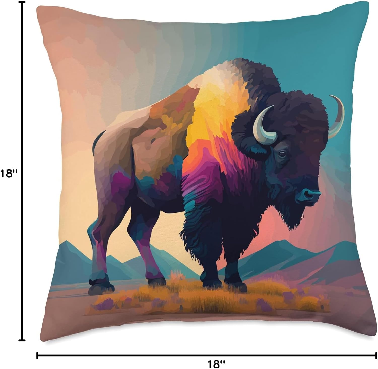 Buffalo Shirt American Bison Western Watercolor Throw Pillow