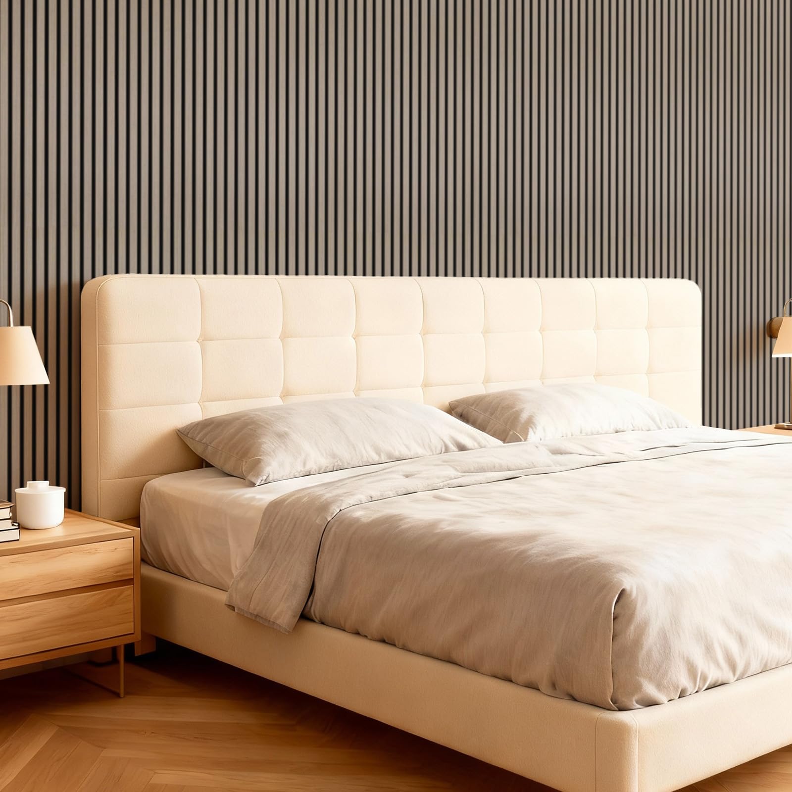 TONOR Panneau Mural Decoratif de Bois,120x60-2.88㎡, 4 Pièces, Gris