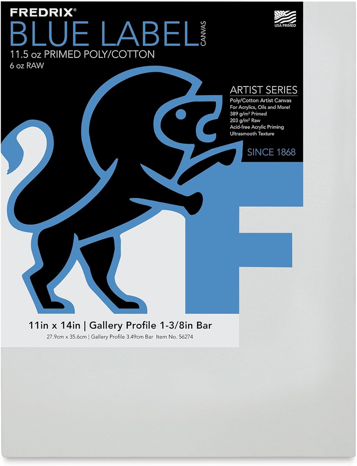 Fredrix Blue Label Cotton Canvas - 11" x 14", Gallery Profile 1-3/8"
