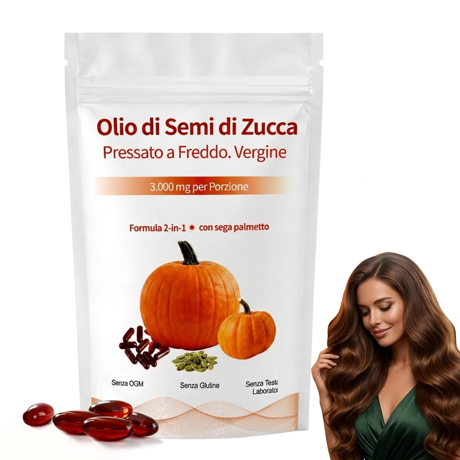 180 Capsule Olio Di Semi Di Zucca Per Capelli, 2026 Olio Semi di Zucca，1pc | Olio di Semi di Zucca Ricco Di Ingredienti Che Favoriscono La Crescita Dei Capelli, Ferma La Caduta Alla Radice