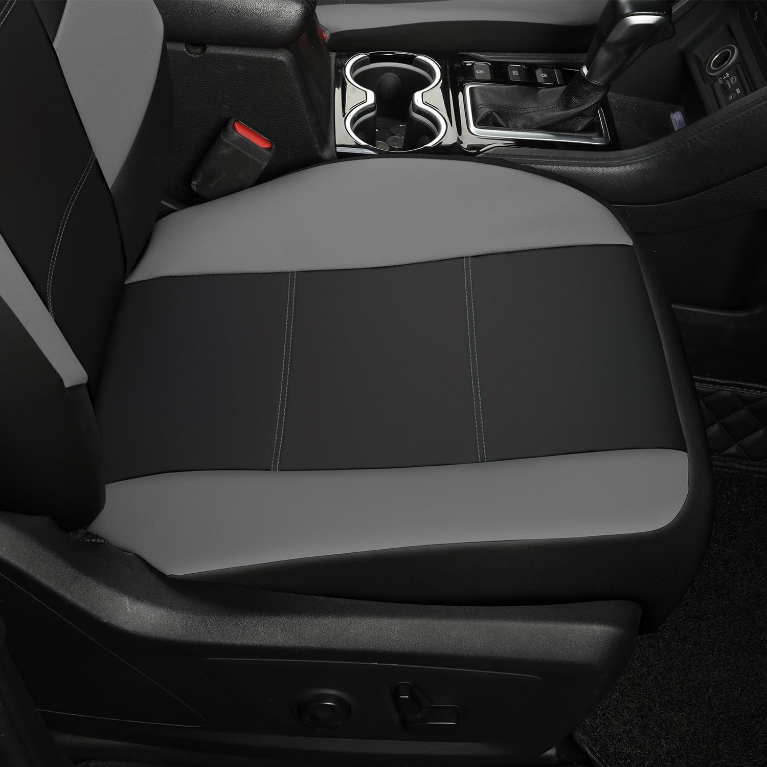 GIANT PANDA Front Faux Leather Car Seat Cover for Jeep Wrangler JK (2007-2018) Sahara Sport Sport S Willys Rubicon, Bucket Seat Covers Custom Fit Jeep Accessories (Gray) 2-Pack