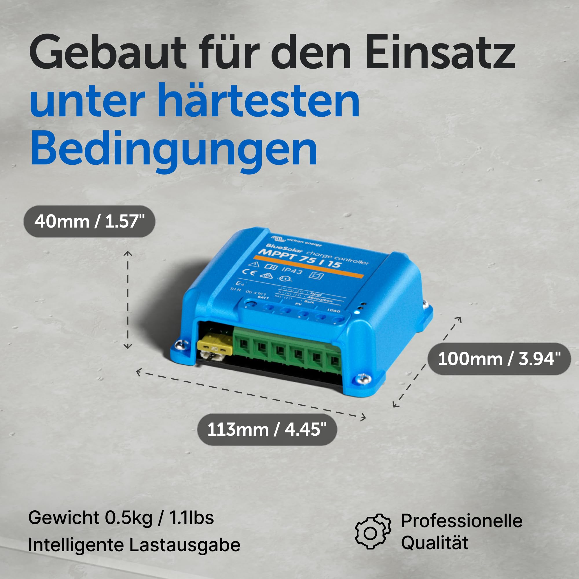 Victron Energy BlueSolar MPPT Laderegler - Solar Laderegler - 75V 15 Amp 12/24-Volt