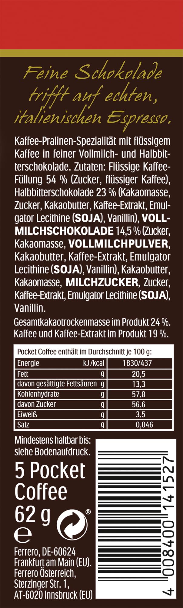 Ferrero Pocket Coffee (12x 62g Packung) – Ansicht 2