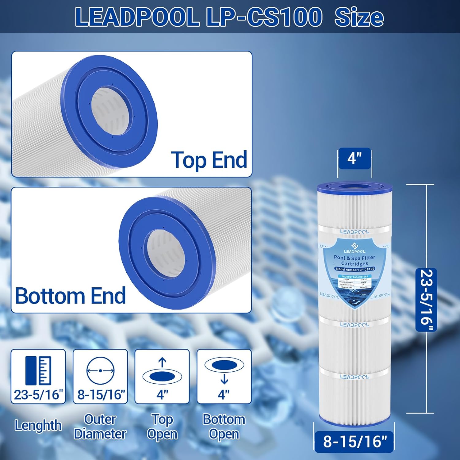 Jandy CS100 Pool Filter Cartridge Replacement for Unicel C-8410,PJANCS100,Filbur FC-0821,100 Sq.ft,1 Pack - Image 2