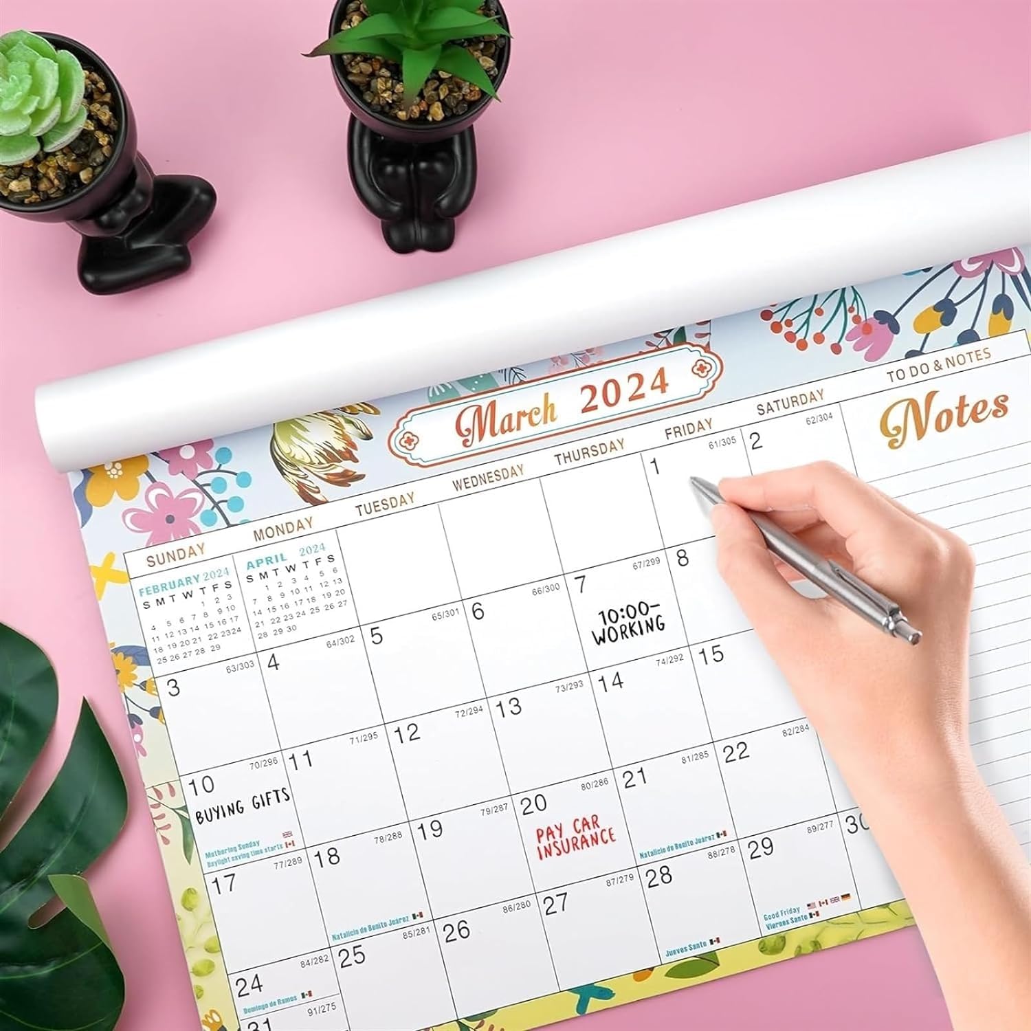 Calendario, calendario da parete, calendario 2024 da gennaio 2024 a dicembre 2024 per pianificare l'organizzazione del calendario dell'ufficio a casa (dimensioni: 1 pezzo)