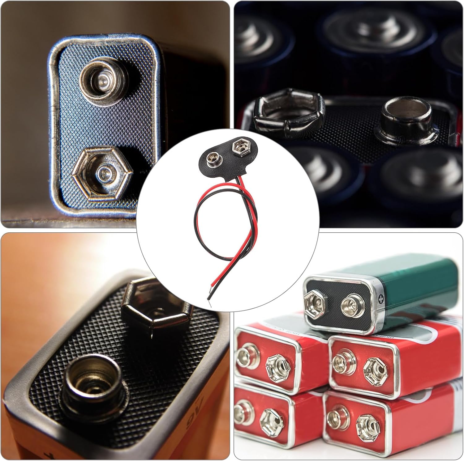 PRETYZOOM 50pcs 9v Battery Connector with 6cm Wire Leads T-Type Battery Clip Buckle for Electronics and DIY Projects, Automotive Wire Cable for Speaker and Booster Connections
