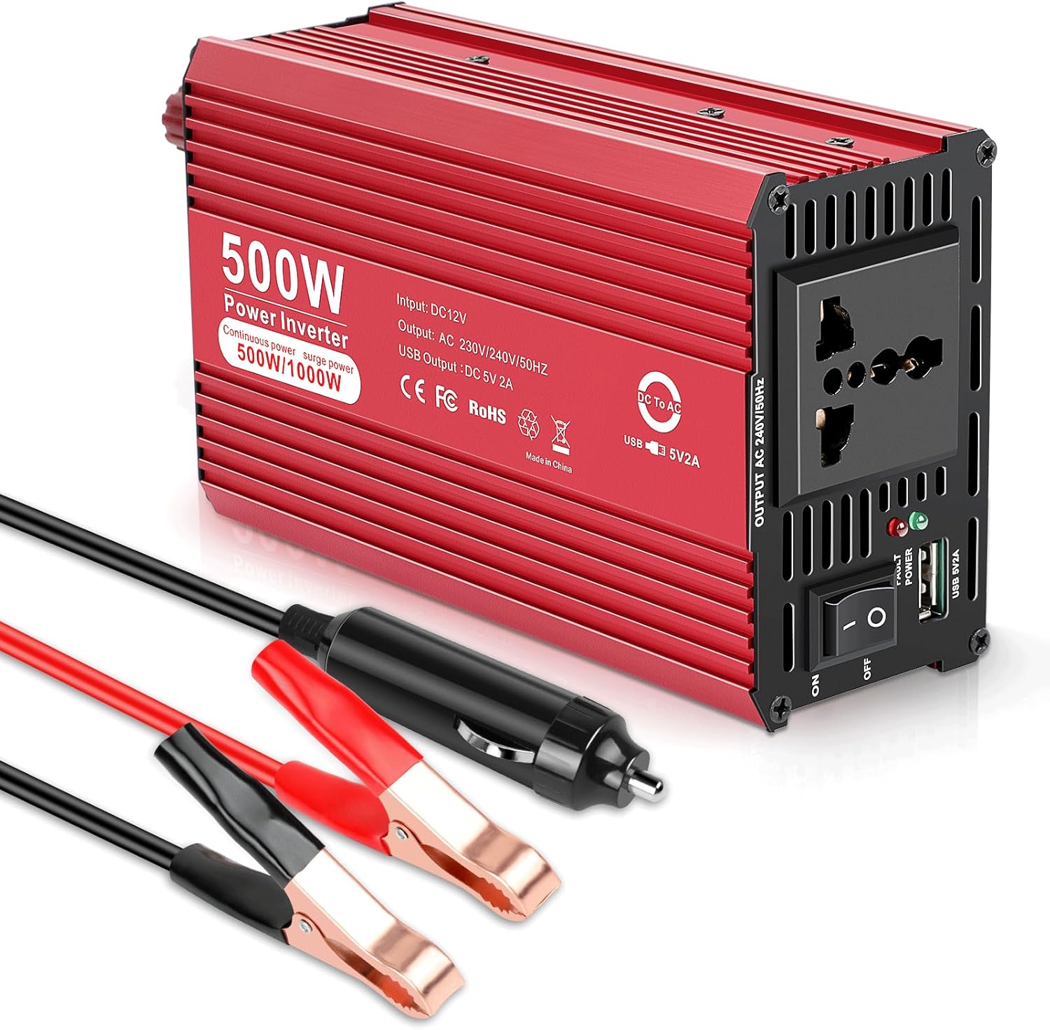500W Car Power Inverter 12V to 240V ASUNCELL Car Power Converter DC 12V