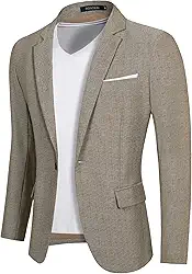 Blazer masculino esportivo casual para homens, caimento justo, com um botão, jaqueta leve