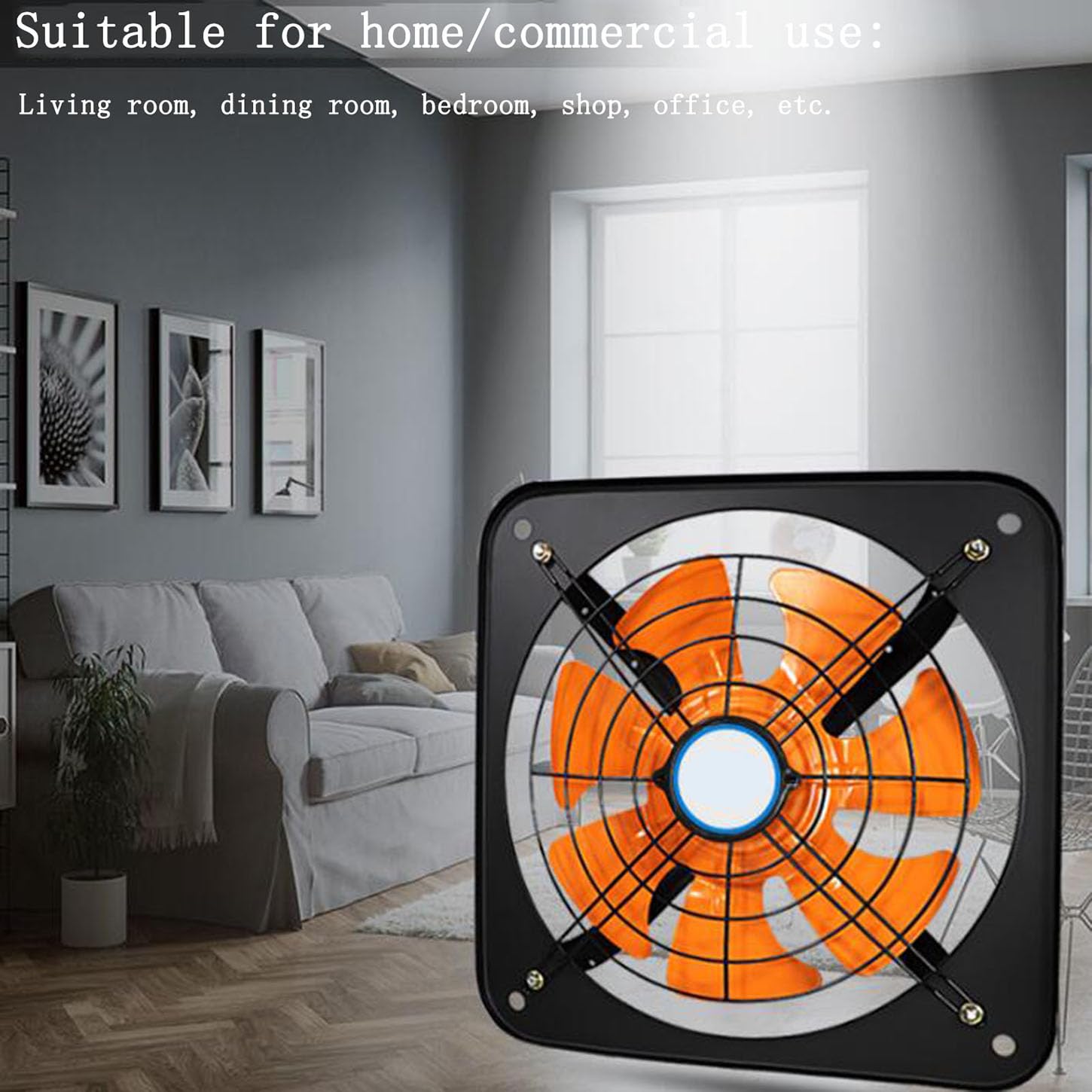 Aspiratore Bagno,Ventola Aspirazione con Interruttore,Metallo Estrattore Aria,Griglia Bifacciale,per Cucina,Lavanderia, Servizi Igienici, Garage,1400 Giri/Min,12 Inches