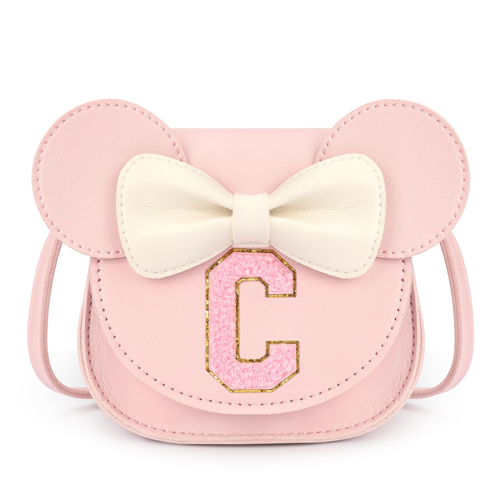 mibasies Toddler Purse for Girls Age 3-8, Pink Letter C Toy Birthday Gift
