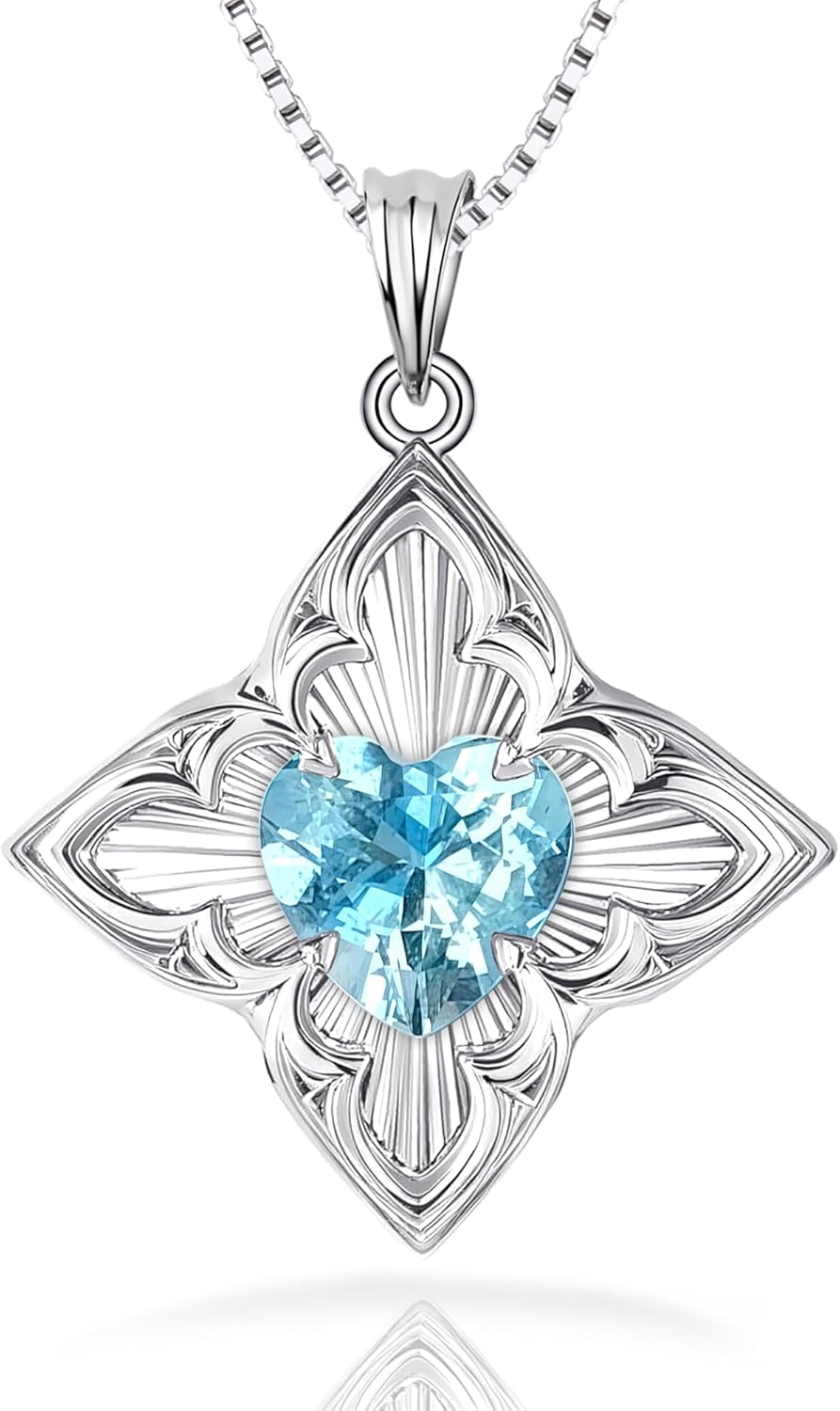 Delicate Four-Leaf Clover Charm Necklace with January Birthstone - S925 Silver, Gift Idea