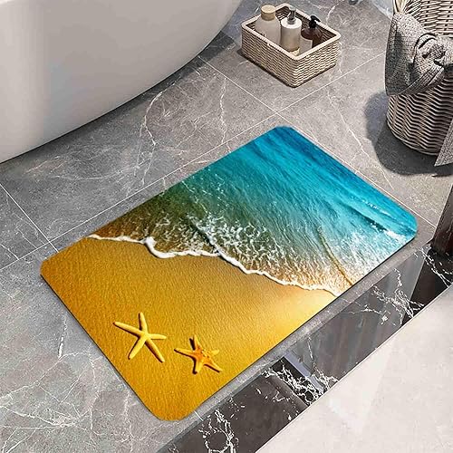 Miniatura 6 de Alfombras de baño de espuma de esponja absorbente suave para baño y cocina (21 x 35.5 pulgadas), tapete de franela antideslizante brillante
