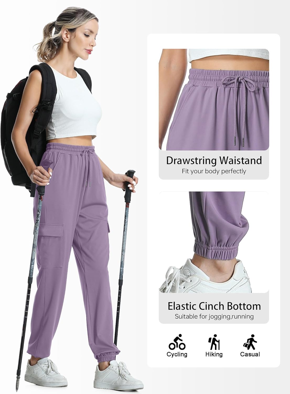 YOYOYOGA Women's Joggers Pants Pockets Sweatpants Drawstring High Waisted Sweatpants Lounge Workout Running Track Pants - Image 5