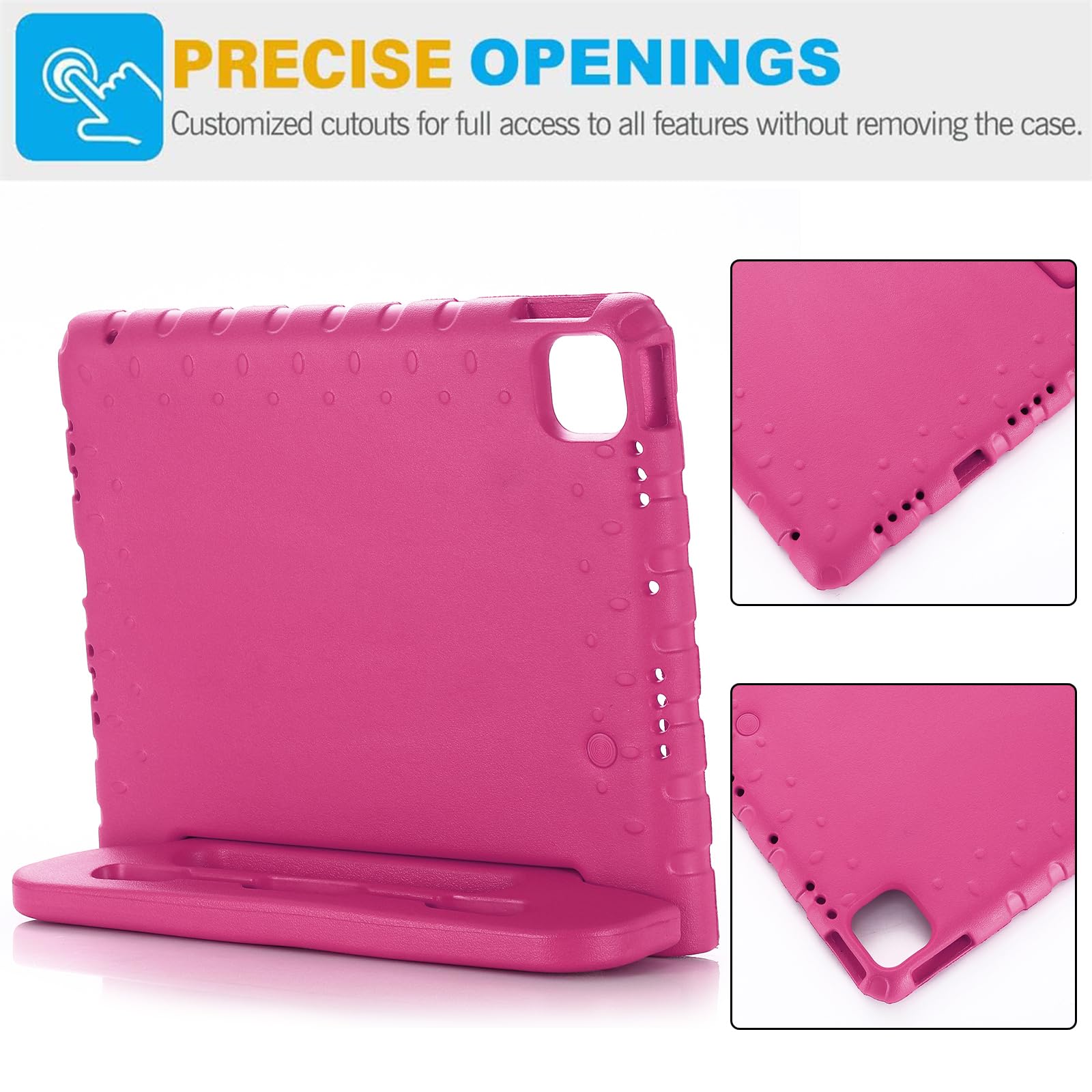 Custodia per bambini per iPad Pro 11" M4 (2024) (modello: A2836/A2837/A3006) (5a generazione) con maniglia/cavalletto/portamatite/supporto girevole a 180°, custodia antiurto in morbida EVA