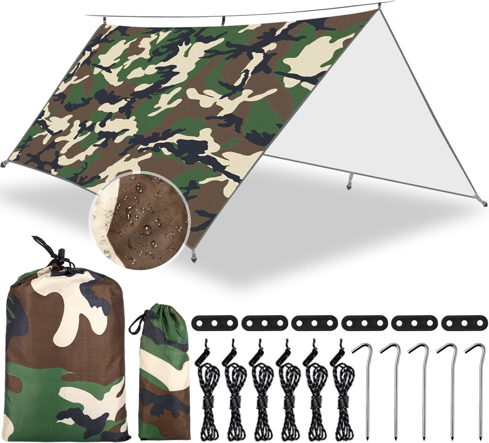 Azarxis Bâche Anti Pluie Tarp Ultra Léger Tapis de Sol Camping Bâche de