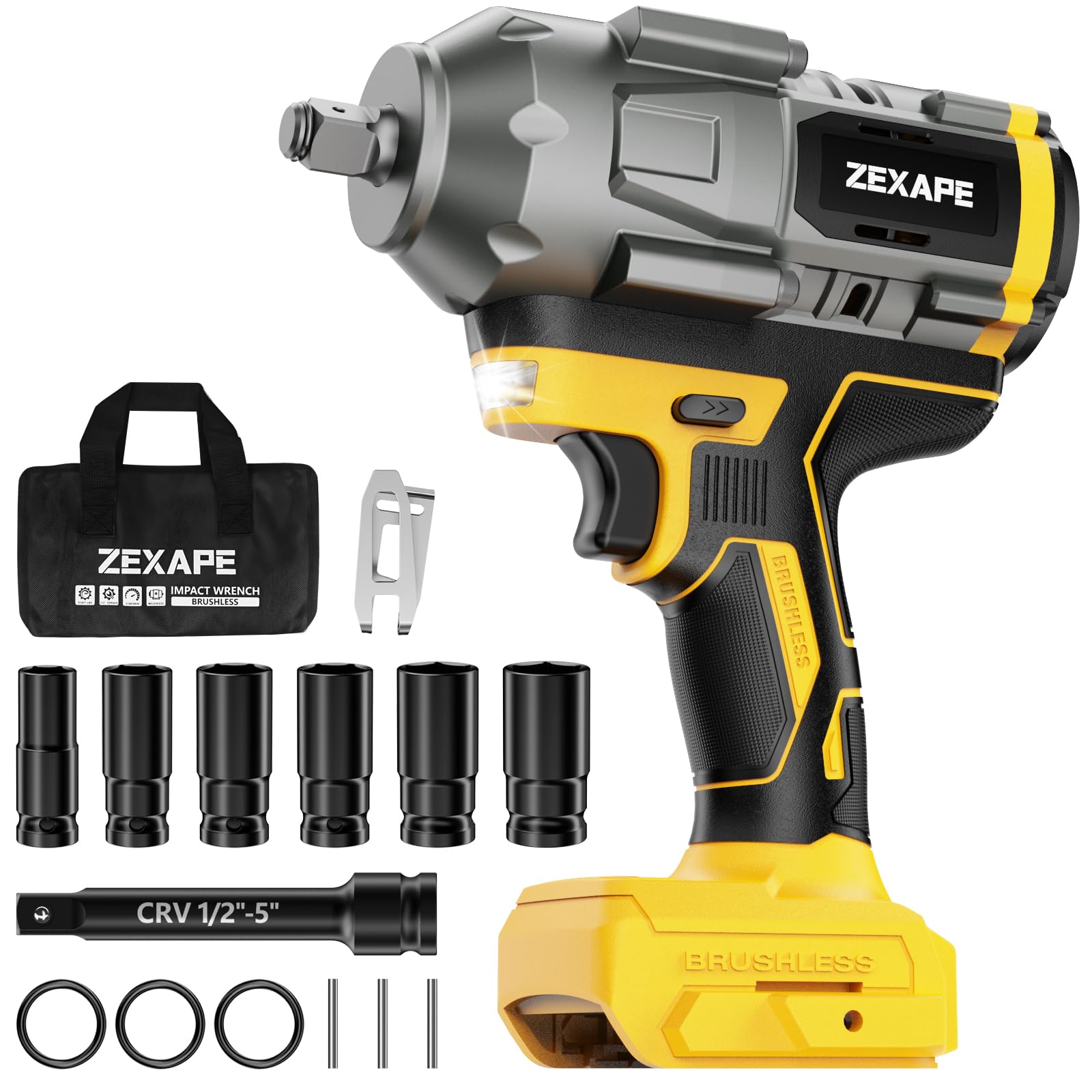 Akumulatorowa wkrętarka udarowa 1/2" do DeWalt 20 V, wkrętarka udarowa 950 lb, bezszczotkowy elektryczny klucz udarowy, wkrętarka udarowa z