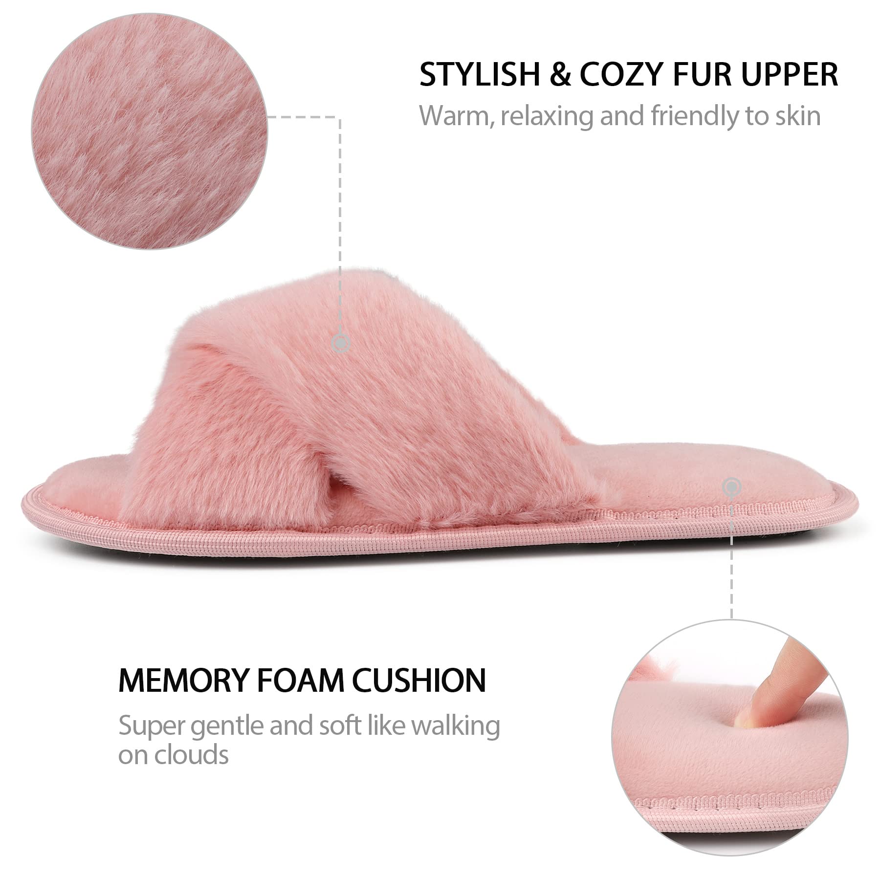 riemot Pantofole Donna in Memory Foam Ciabatte Invernali da Casa Calde leggere Comode Ciabatte Donna Antiscivolo Ciabatte Pelose Morbide Suola Scarpe Donna Invernali Indoor Outdoor