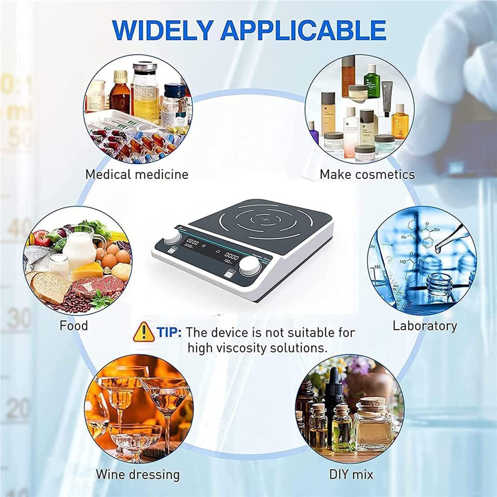 Agitatore Magnetico con Piastra Riscaldante Digitale LCD, Agitatore Magnetico da Laboratorio di Grande capacità, Agitazione avanti E Indietro 10L/15L/30L/50L, Agitatore Magnetico