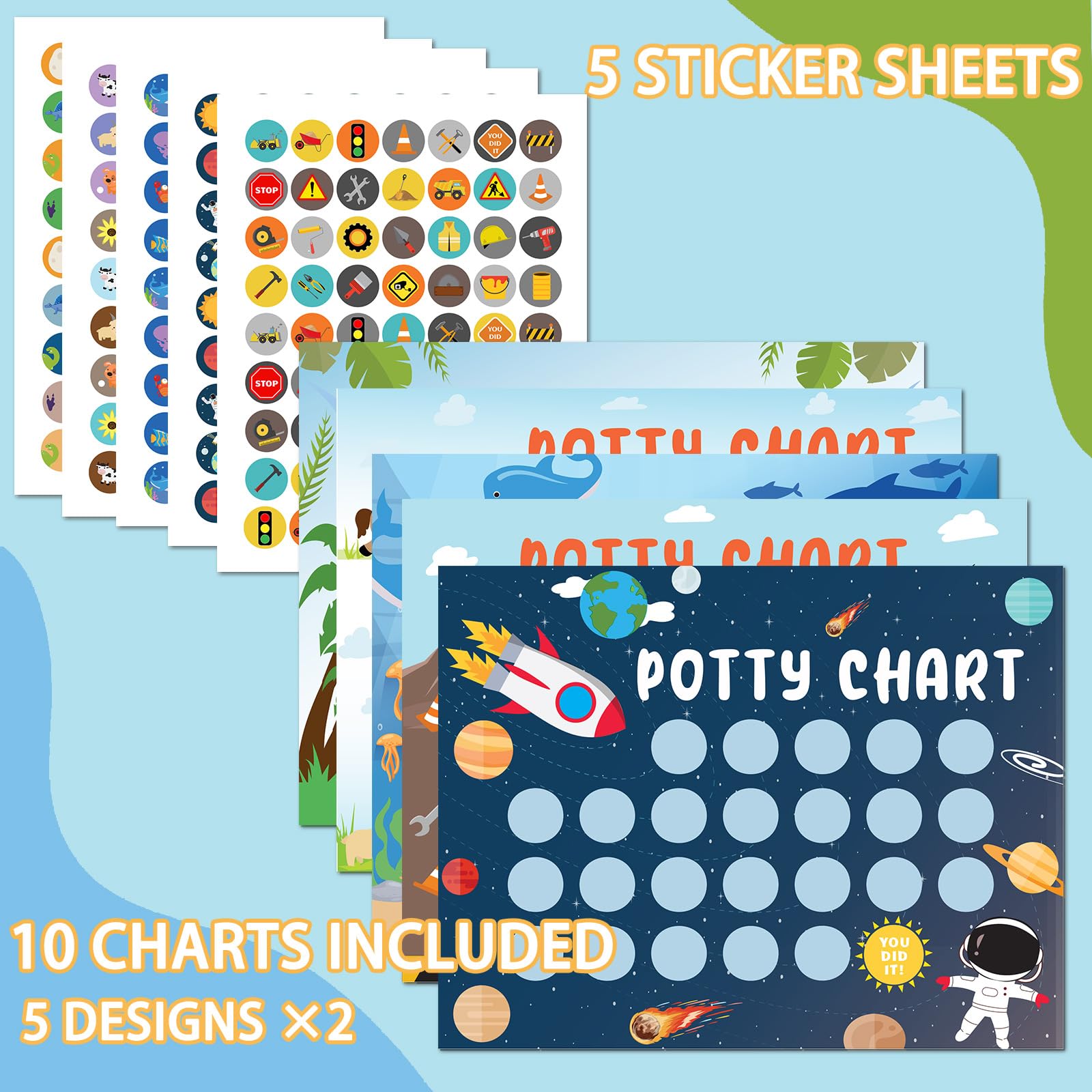 Potty Training Reward Chart for Toddler with 315 PCS Potty Training Stickers 17 PCS Potty Chart for Boys Reward Stickers for Kids Toilet Training Reward Chart (Multicolor for boy) - Image 2