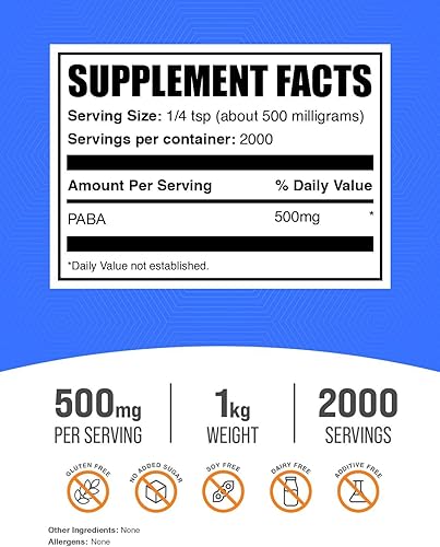 Miniatura 9 de BulkSupplements para-aminoácido benzoico (PABA) en polvo, 1