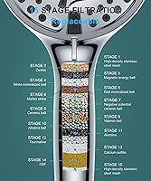 Vista 3 de Moderno cabezal de ducha de acero inoxidable de 9 ajustes con mano, cabezal de ducha grande de 5 pulgadas y manguera de 60 pulgadas, 8 modos