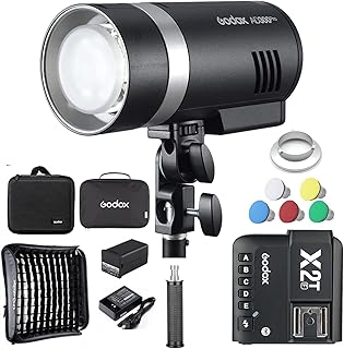 Godox Ad300 Pro 300W Flash W/60Cm Softbox And Godox X2T-F Trigger 2.4G 1/8000S Hss 0.01-1.5S Recycle Time 320 Full Power 12W Bi-Color Modeling Led Compatible For Cameras Canon Nikon Sony Fuji, Etc.