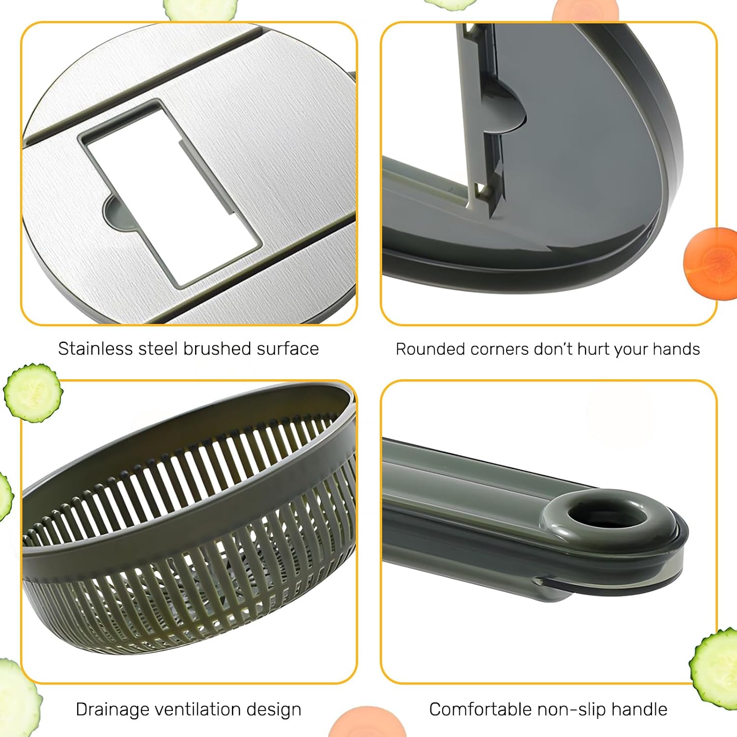 9 in 1 Multifunctional Mandoline Slicer and Grater; Vegetable Slicer and Chopper with Container (Green)