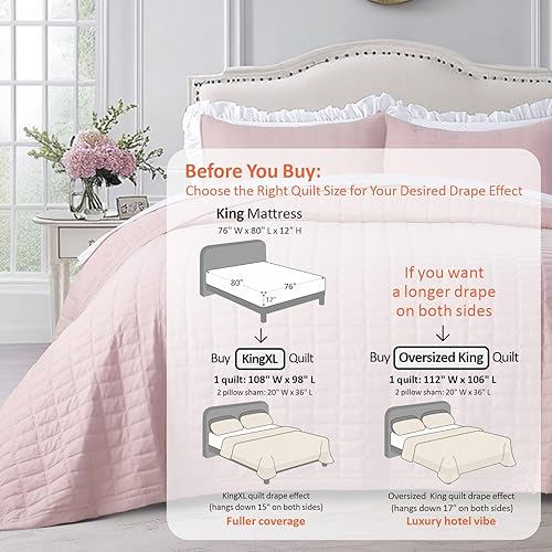 Vista 210 de KASENTEX - Juego de edredón lavable a máquina, cubrecama muy suave, ligero, lavado a la piedra, con costuras detalladas, matrimonial/queen con 2