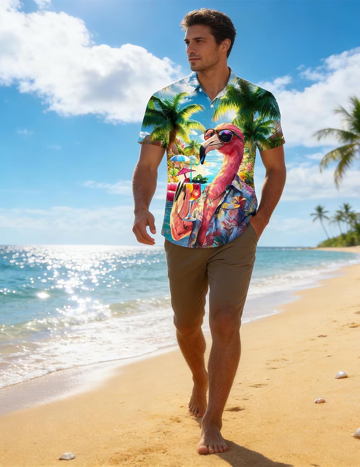 Fanient Mens Hawaiian Shirt Summer 3D Print Casual Short Sleeve Button Down Graphic Aloha Dress Shirts - Image 4